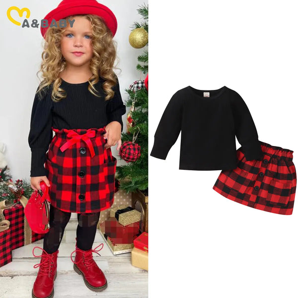 Christmas Knit Plaid Skirts Outfits