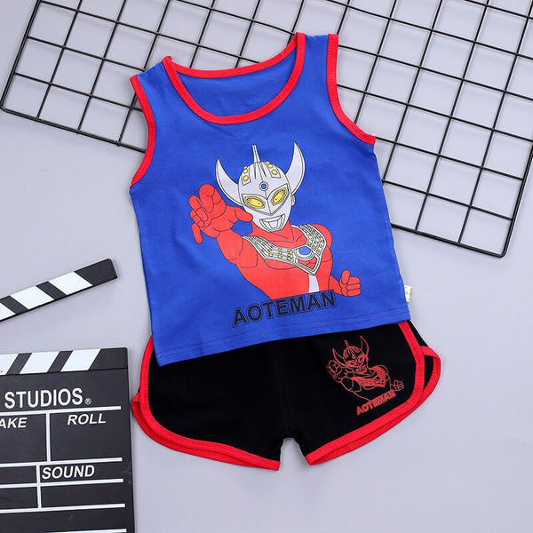 Kids Spiderman Sleeveless T-shirt Vest+Shorts