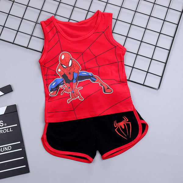 Kids Spiderman Sleeveless T-shirt Vest+Shorts