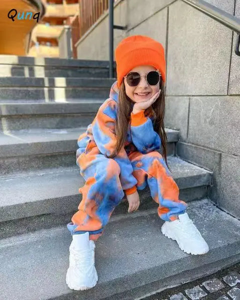 Tie-dye Hoodie Top + Pants Set