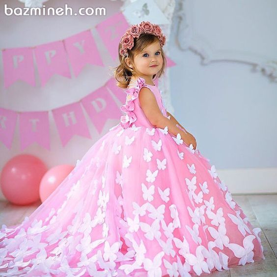 Lovely Baby Girls Birthday 3D Butterfly Ball Gowns - Cotton Castles Luxury Kids