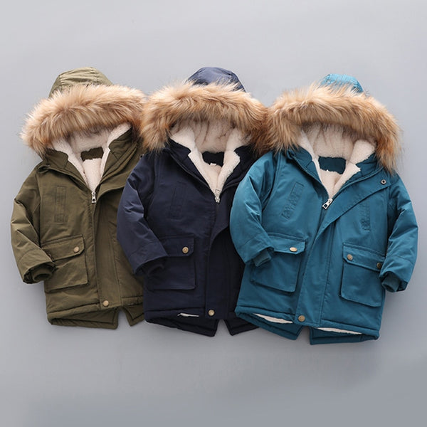 Windbreaker Fur Collar  Hooded Coats - Cotton Castles Luxury Kids