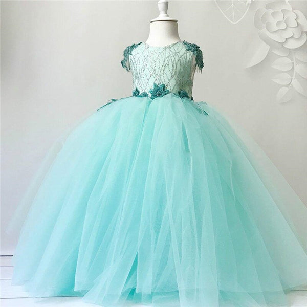 Flower Girl Lace Tulle Pageant Gown