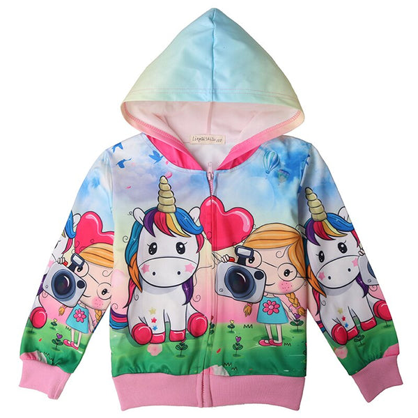 Cute Rainbow Unicorn Hooded Jacket - Cotton Castles Luxury Kids