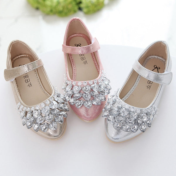 Rhinestones Princess Party Shoes - Cotton Castles Luxury Kids