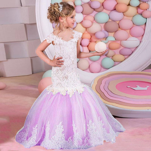 Flower Dress Vintage Formal Ball Gown - Cotton Castles Luxury Kids