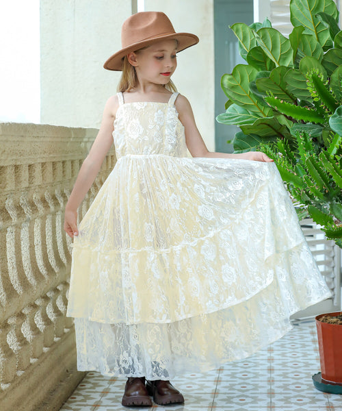 Lace Long Flower Girl Dress