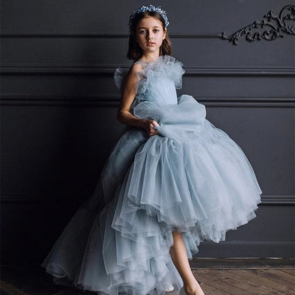 Elegant Sky Blue Tulle Ball Gown