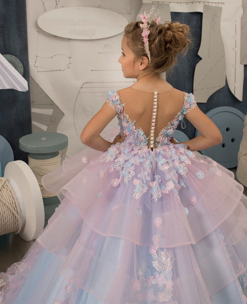 Sky Blue Lace Baby Girl Party Dress - Cotton Castles Luxury Kids