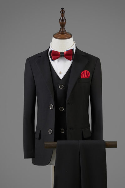 Formal Wedding Boys Jacket Vest Pants BowTie 4Pcs Tuxedo - Cotton Castles Luxury Kids