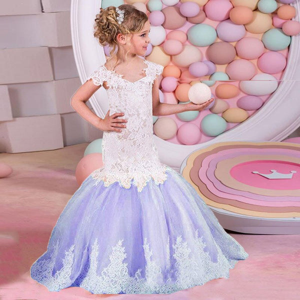 Flower Dress Vintage Formal Ball Gown - Cotton Castles Luxury Kids