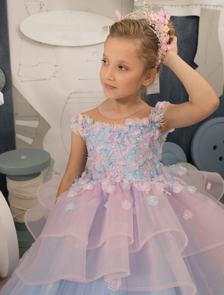 Sky Blue Lace Baby Girl Party Dress - Cotton Castles Luxury Kids