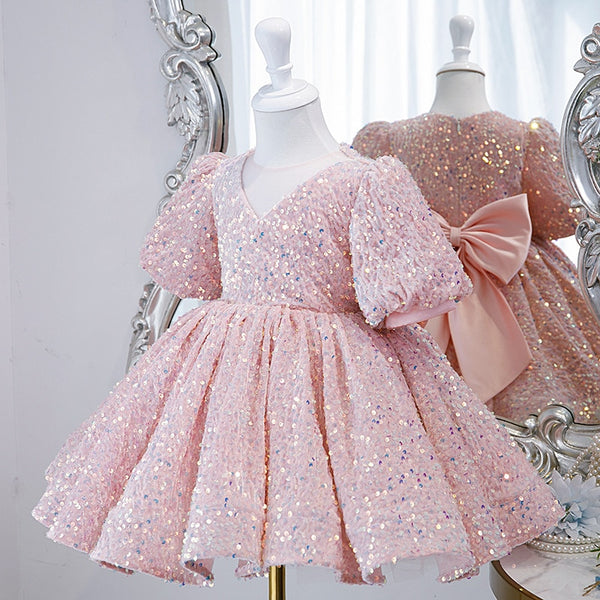 Elegant Fluffy Sequin Tutu Ball Gown - Cotton Castles Luxury Kids