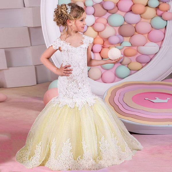 Flower Dress Vintage Formal Ball Gown - Cotton Castles Luxury Kids