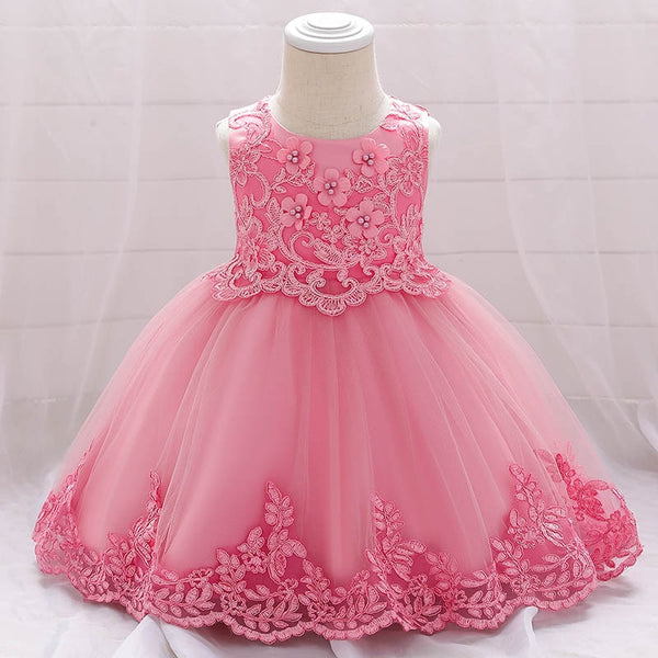 Pink Lace Baptism Dresses - Cotton Castles Luxury Kids
