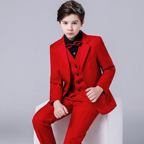Stylish Red Wedding Tuxedo - Cotton Castles Luxury Kids