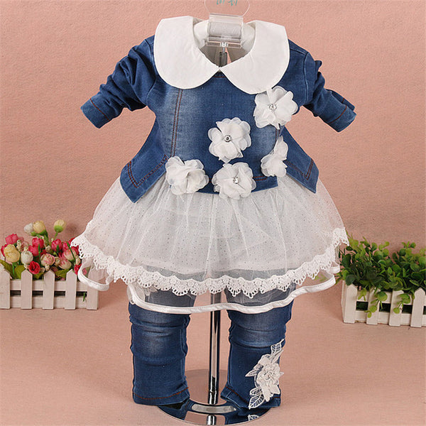 Denim Jacket+T-shirt+Pants 3pcs Suits - Cotton Castles Luxury  Diaper Cakes