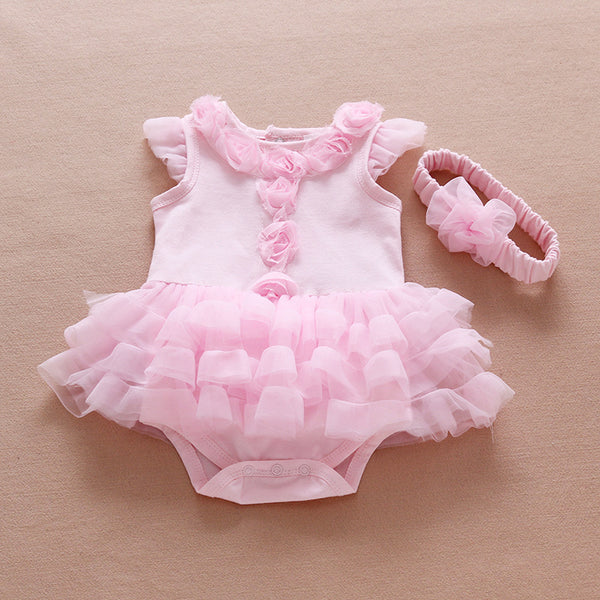 Ruffle Infant Flowers Romper Set - Cotton Castles Luxury  Diaper Cakes